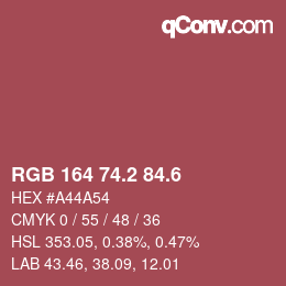 カラーコード: RGB 164 74.2 84.6 | qconv.com