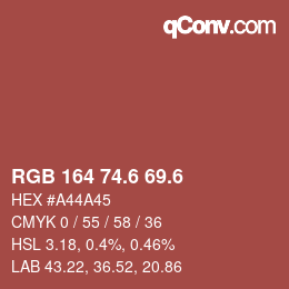 カラーコード: RGB 164 74.6 69.6 | qconv.com