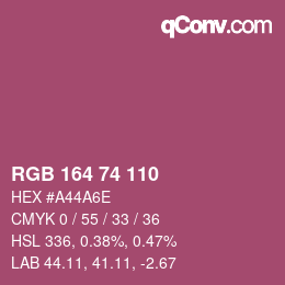 Color code: RGB 164 74 110 | qconv.com