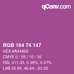 Color code: RGB 164 74 147 | qconv.com