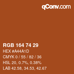 Color code: RGB 164 74 29 | qconv.com