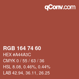 Color code: RGB 164 74 60 | qconv.com