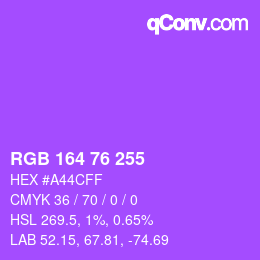 Color code: RGB 164 76 255 | qconv.com