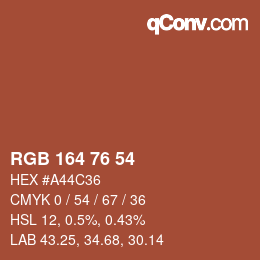 Color code: RGB 164 76 54 | qconv.com