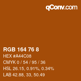 Color code: RGB 164 76 8 | qconv.com