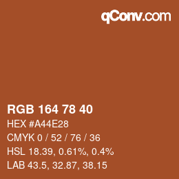 カラーコード: RGB 164 78 40 | qconv.com