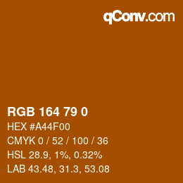 Color code: RGB 164 79 0 | qconv.com