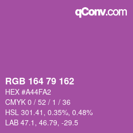 カラーコード: RGB 164 79 162 | qconv.com