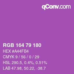 Color code: RGB 164 79 180 | qconv.com