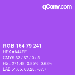 Color code: RGB 164 79 241 | qconv.com
