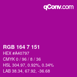 Color code: RGB 164 7 151 | qconv.com