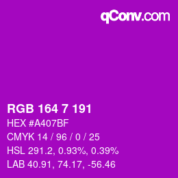 Color code: RGB 164 7 191 | qconv.com