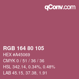 カラーコード: RGB 164 80 105 | qconv.com
