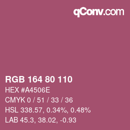 Color code: RGB 164 80 110 | qconv.com