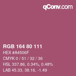 Color code: RGB 164 80 111 | qconv.com