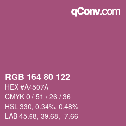 Color code: RGB 164 80 122 | qconv.com
