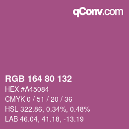 Color code: RGB 164 80 132 | qconv.com