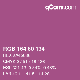 Color code: RGB 164 80 134 | qconv.com