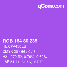 Color code: RGB 164 80 235 | qconv.com
