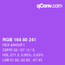 Color code: RGB 164 80 241 | qconv.com