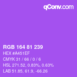 Color code: RGB 164 81 239 | qconv.com