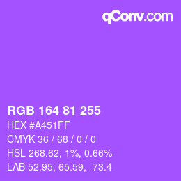 Color code: RGB 164 81 255 | qconv.com