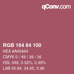 Color code: RGB 164 84 100 | qconv.com