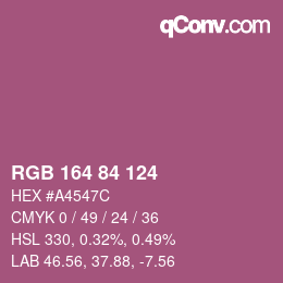Color code: RGB 164 84 124 | qconv.com