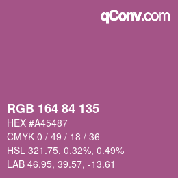 カラーコード: RGB 164 84 135 | qconv.com