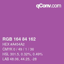 Color code: RGB 164 84 162 | qconv.com