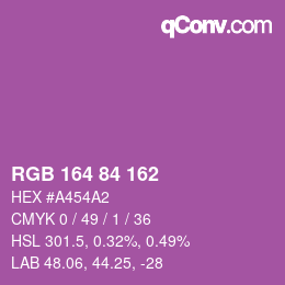 カラーコード: RGB 164 84 162 | qconv.com