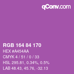 カラーコード: RGB 164 84 170 | qconv.com
