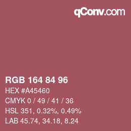 カラーコード: RGB 164 84 96 | qconv.com