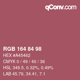 Color code: RGB 164 84 98 | qconv.com