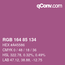 Color code: RGB 164 85 134 | qconv.com