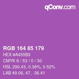 Color code: RGB 164 85 179 | qconv.com