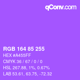 Color code: RGB 164 85 255 | qconv.com