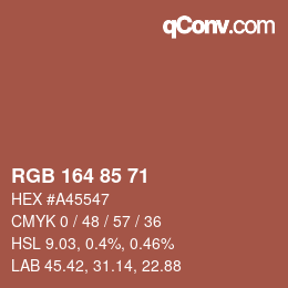 Color code: RGB 164 85 71 | qconv.com