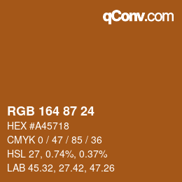 カラーコード: RGB 164 87 24 | qconv.com