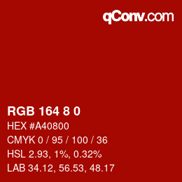 Color code: RGB 164 8 0 | qconv.com