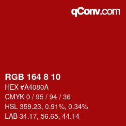 Color code: RGB 164 8 10 | qconv.com