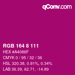 カラーコード: RGB 164 8 111 | qconv.com