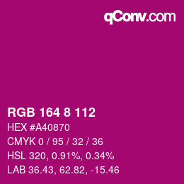 Color code: RGB 164 8 112 | qconv.com