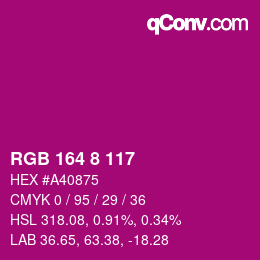Color code: RGB 164 8 117 | qconv.com