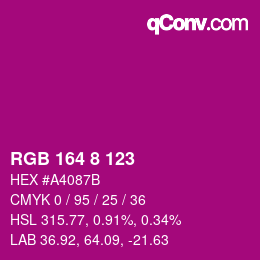 Código de color: RGB 164 8 123 | qconv.com