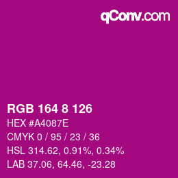 Color code: RGB 164 8 126 | qconv.com