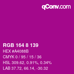 Color code: RGB 164 8 139 | qconv.com