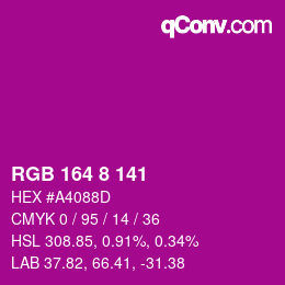 Código de color: RGB 164 8 141 | qconv.com