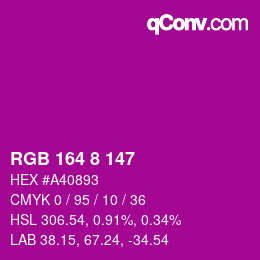 Color code: RGB 164 8 147 | qconv.com