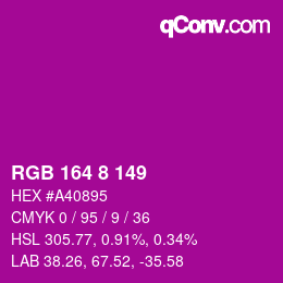 Farbcode: RGB 164 8 149 | qconv.com
